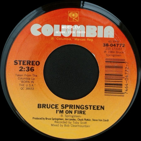 Bruce Springsteen - I'm On Fire / Johnny Bye Bye side A