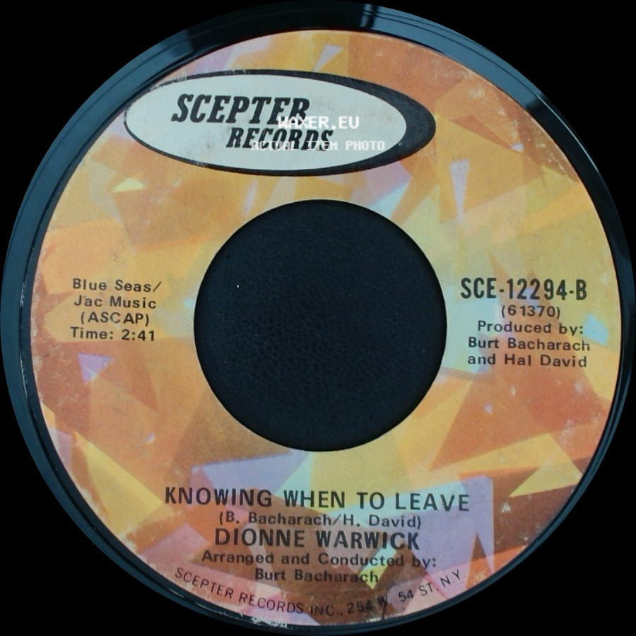 Dionne Warwick - Make It Easy On Yourself / Knowing When To Leave side B