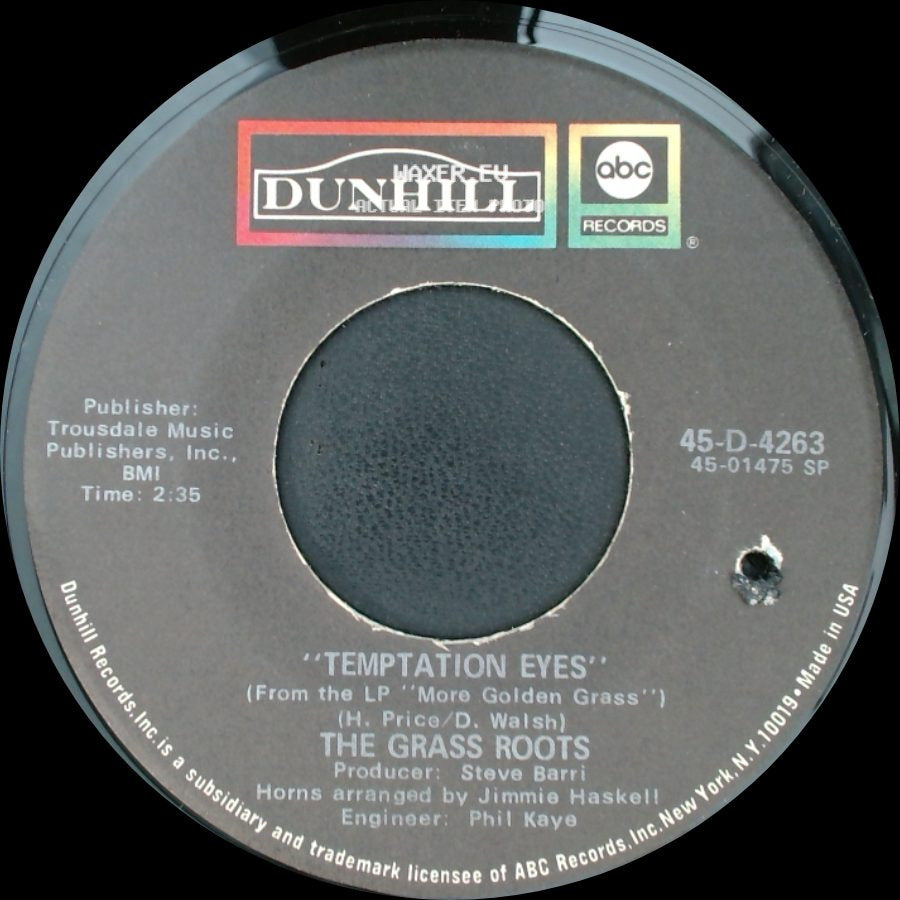 The Grass Roots - Keepin' Me Down / Temptation Eyes side B
