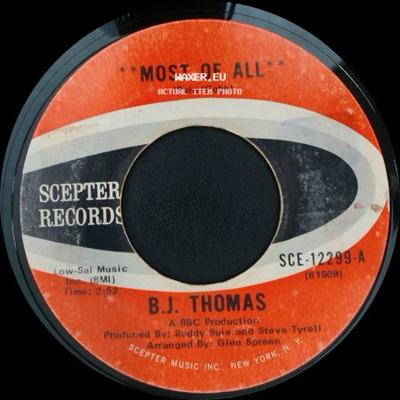 B.J. Thomas - The Mask / Most Of All side B