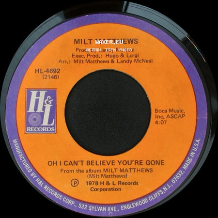 Milt Matthews - Trust Me / Oh I Can't Believe You're Gone side B