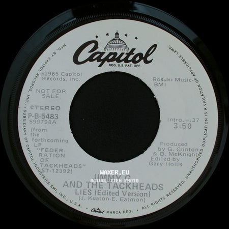 Jimmy G. And The Tackheads - Lies (Edited Version) / Lies (Edited Version) side A