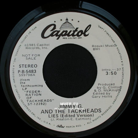 Jimmy G. And The Tackheads - Lies (Edited Version) / Lies (Edited Version) side B