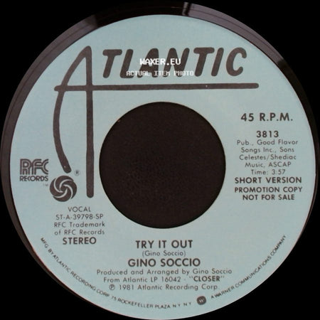 Gino Soccio - Try It Out / Try It Out side A