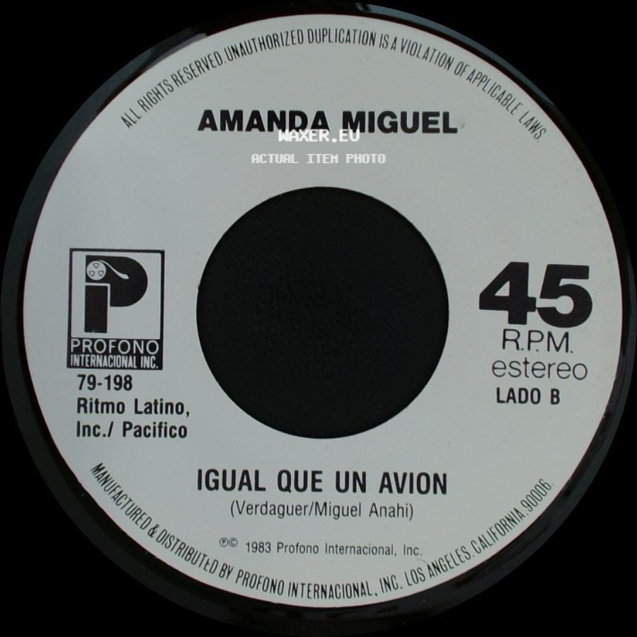 Amanda Miguel - Cosquillas En El Pecho / Igual Que Un Avion side B