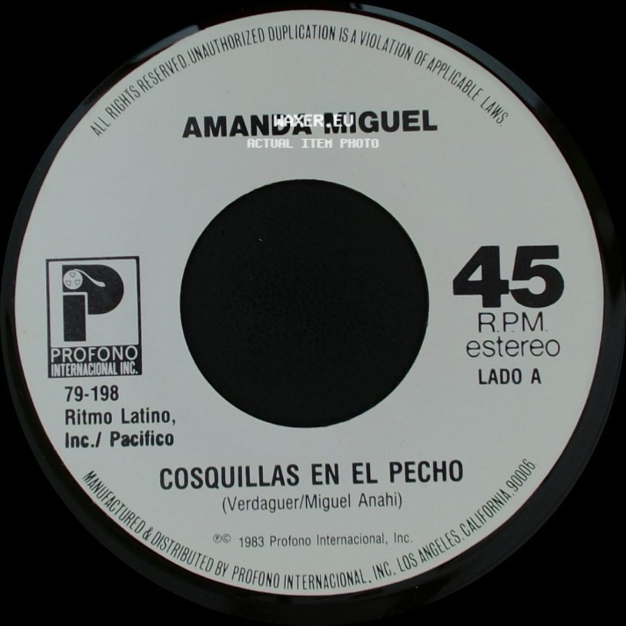 Amanda Miguel - Cosquillas En El Pecho / Igual Que Un Avion side A