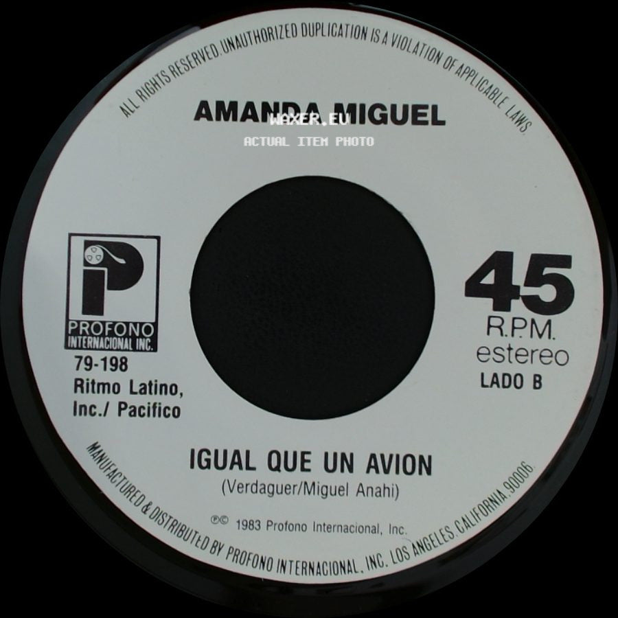 Amanda Miguel - Cosquillas En El Pecho / Igual Que Un Avion side B
