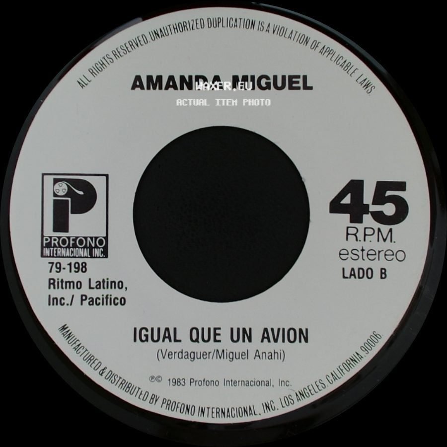Amanda Miguel - Cosquillas En El Pecho / Igual Que Un Avion side B