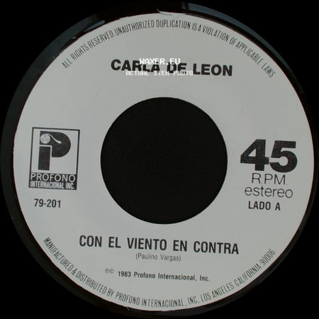Carla De Leon - Con El Viento En Contra / Lo Que Me Sobran Son Ganas side A