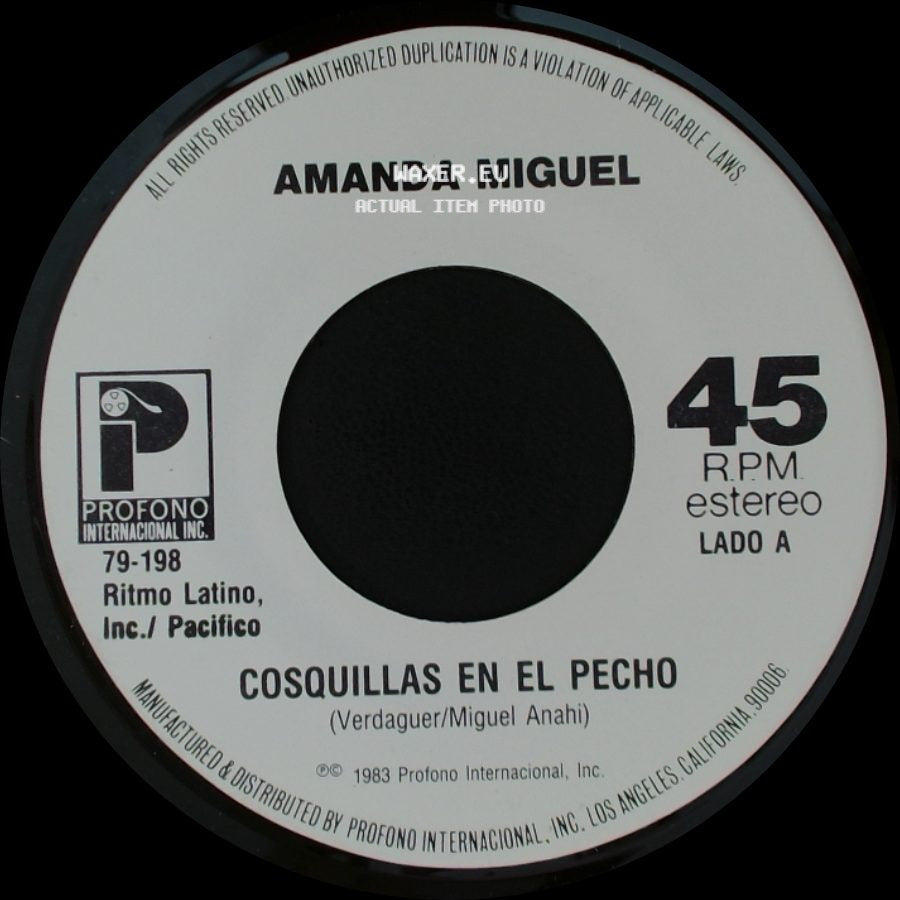 Amanda Miguel - Cosquillas En El Pecho / Igual Que Un Avion side A