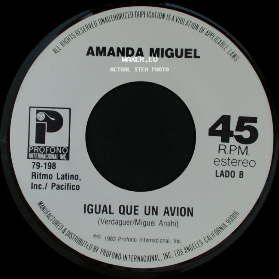 Amanda Miguel - Cosquillas En El Pecho / Igual Que Un Avion side B