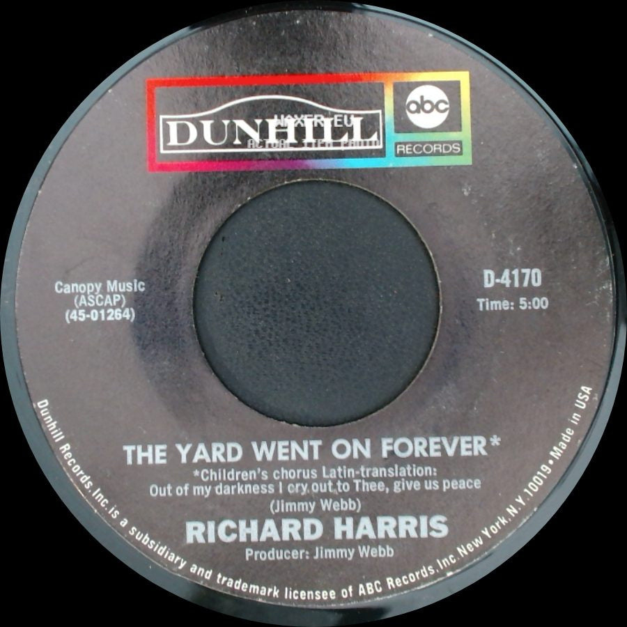 Richard Harris - Lucky Me / The Yard Went On Forever side B