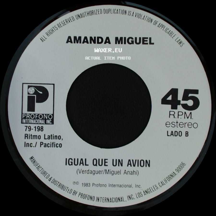 Amanda Miguel - Cosquillas En El Pecho / Igual Que Un Avion side B