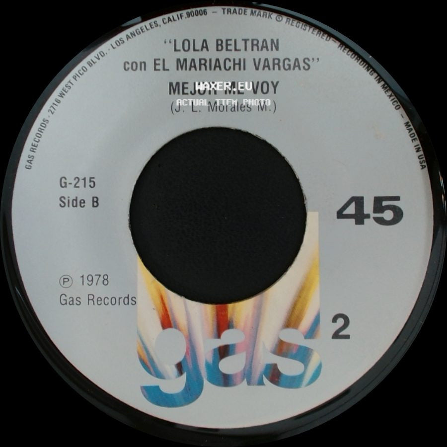 Lola Beltran Con El Mariachi Vargas - Se Me Nublo El Sentido / Mejor Me Voy side B