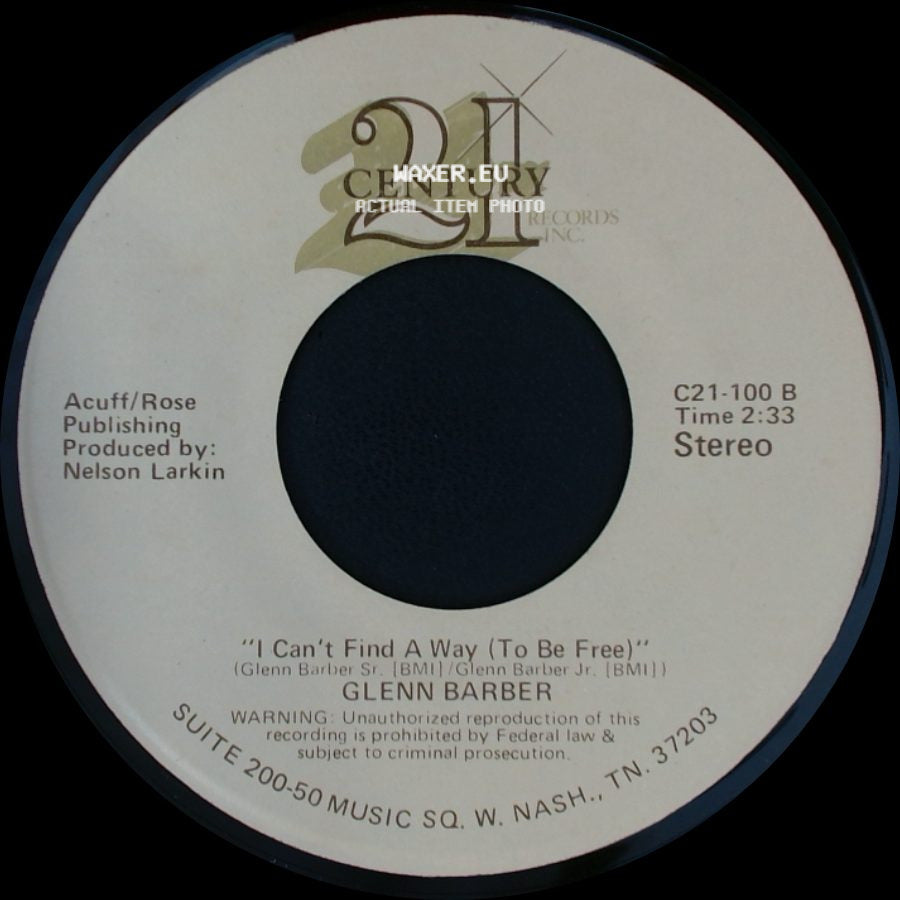 Glenn Barber - What's The Name Of That Song? / I Can't Find A Way (To Be Free) side B
