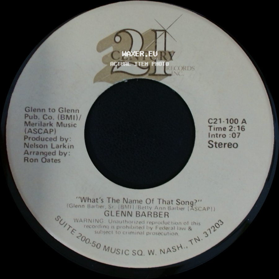 Glenn Barber - What's The Name Of That Song? / I Can't Find A Way (To Be Free) side A