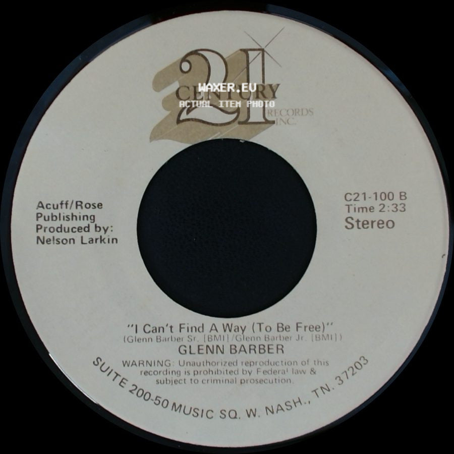 Glenn Barber - What's The Name Of That Song? / I Can't Find A Way (To Be Free) side B