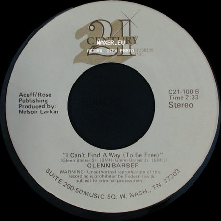 Glenn Barber - What's The Name Of That Song? / I Can't Find A Way (To Be Free) side B