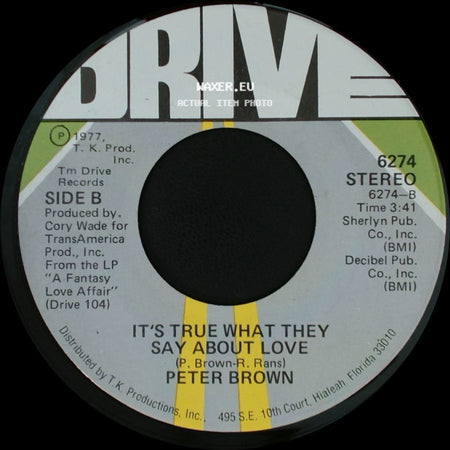 Peter Brown - Fantasy Love Affair / It's True What They Say About Love side B