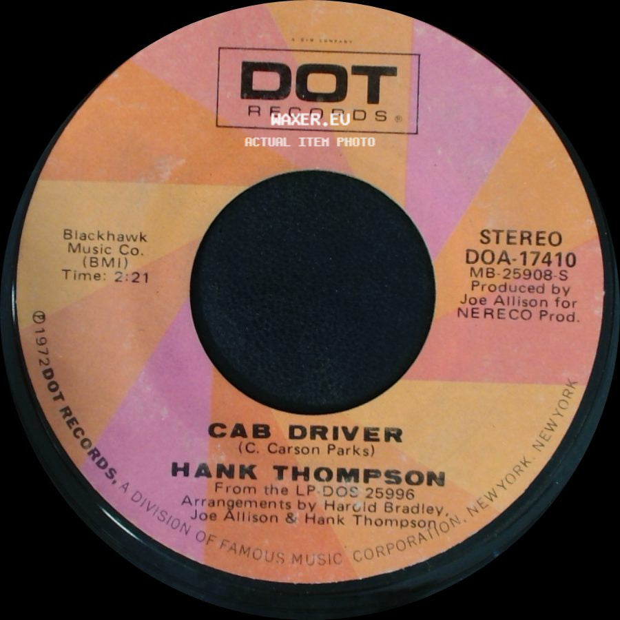 Hank Thompson - Cab Driver / Gloria side A