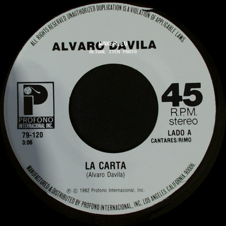 Alvaro Davila - La Carta / Te Odio Y Te Amo side A