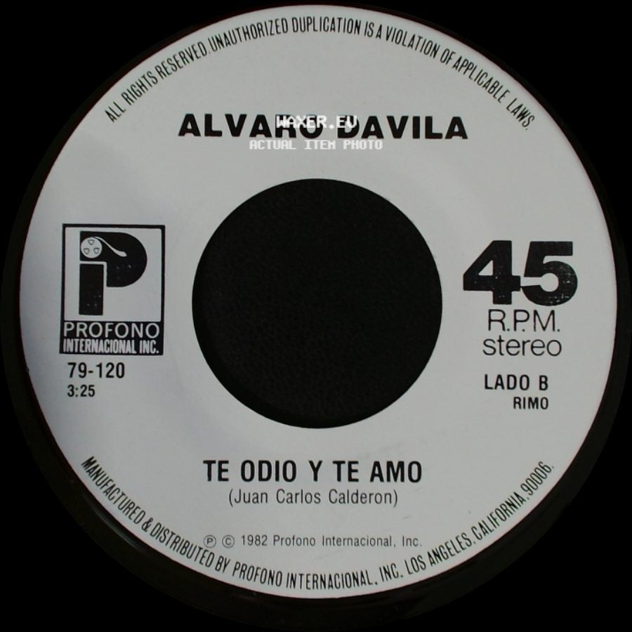 Alvaro Davila - La Carta / Te Odio Y Te Amo side B