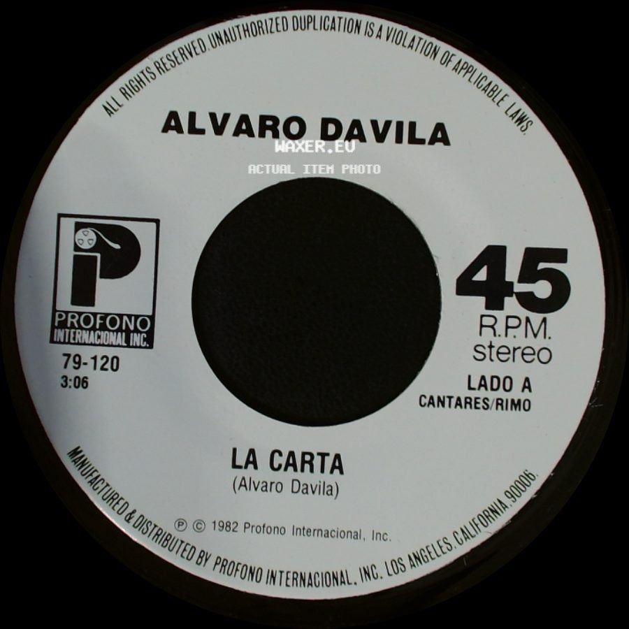 Alvaro Davila - La Carta / Te Odio Y Te Amo side A