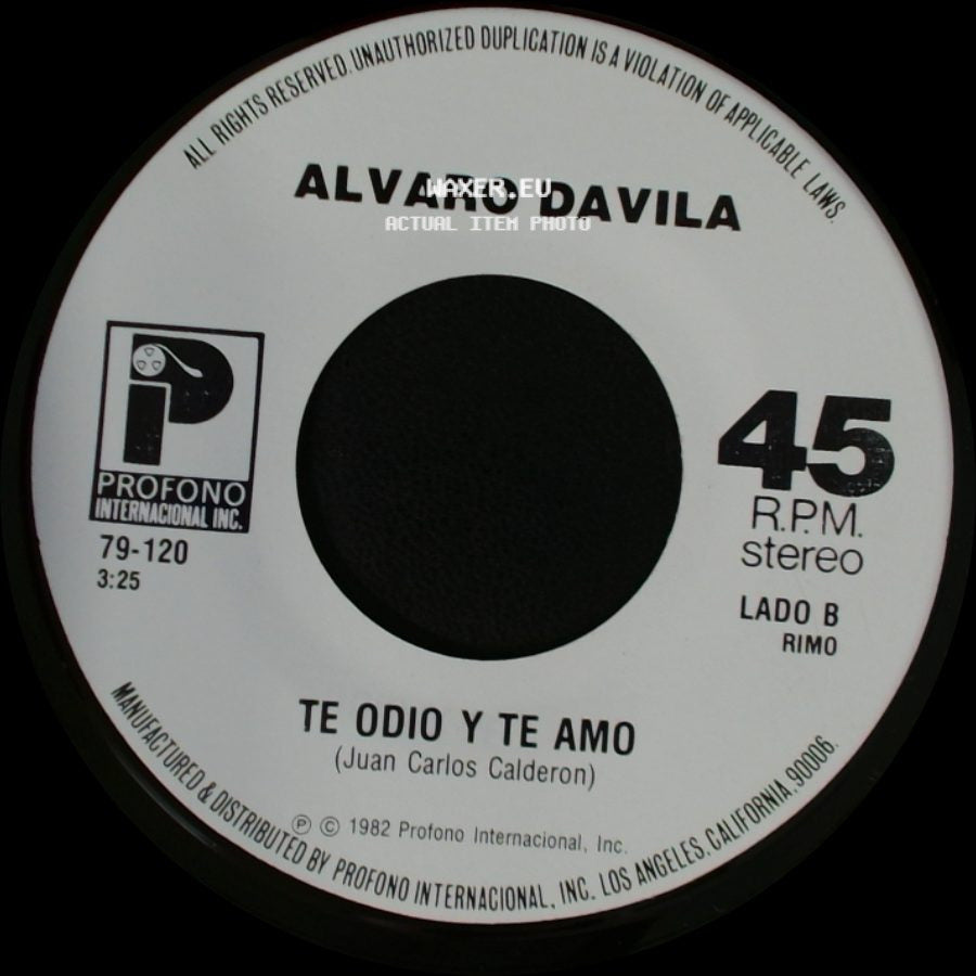 Alvaro Davila - La Carta / Te Odio Y Te Amo side B
