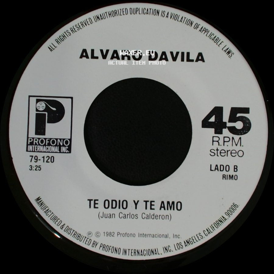 Alvaro Davila - La Carta / Te Odio Y Te Amo side B