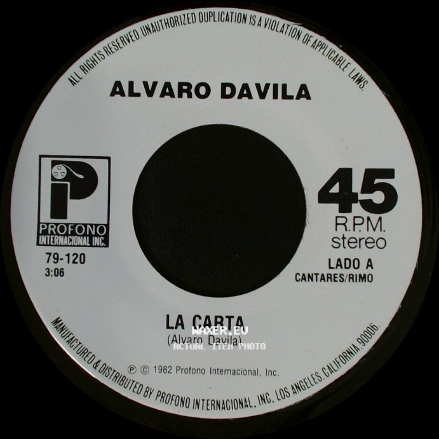 Alvaro Davila - La Carta / Te Odio Y Te Amo side A