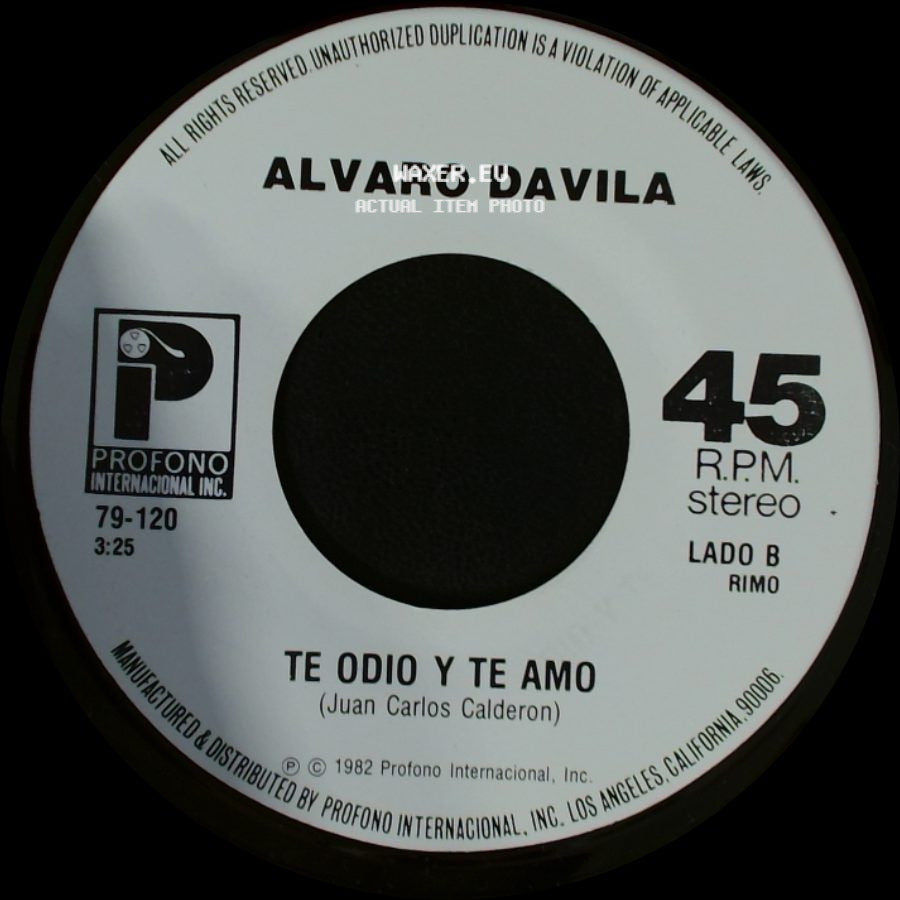 Alvaro Davila - La Carta / Te Odio Y Te Amo side B