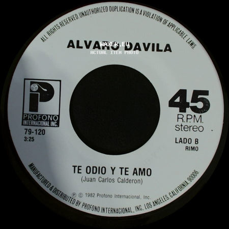 Alvaro Davila - La Carta / Te Odio Y Te Amo side B