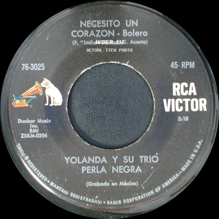 Yolanda Y Su Trio Perla Negra - Servicio Secreto - Bolero / Necesito Un Corazon - Bolero side B