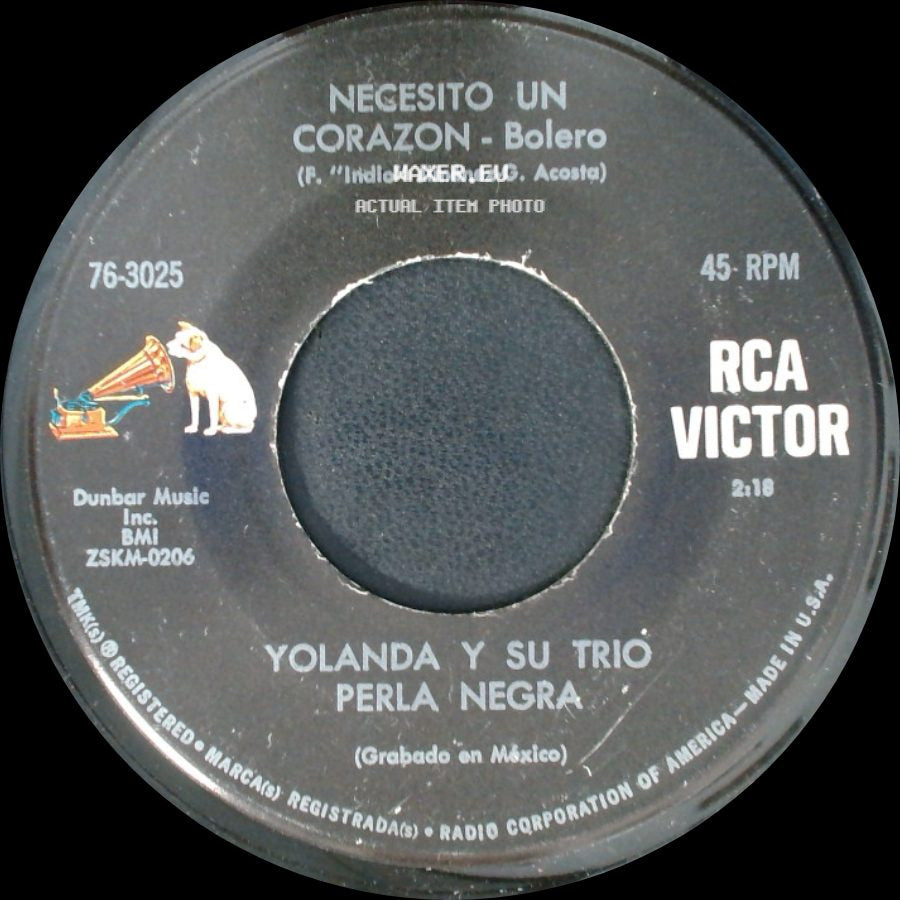 Yolanda Y Su Trio Perla Negra - Servicio Secreto - Bolero / Necesito Un Corazon - Bolero side B