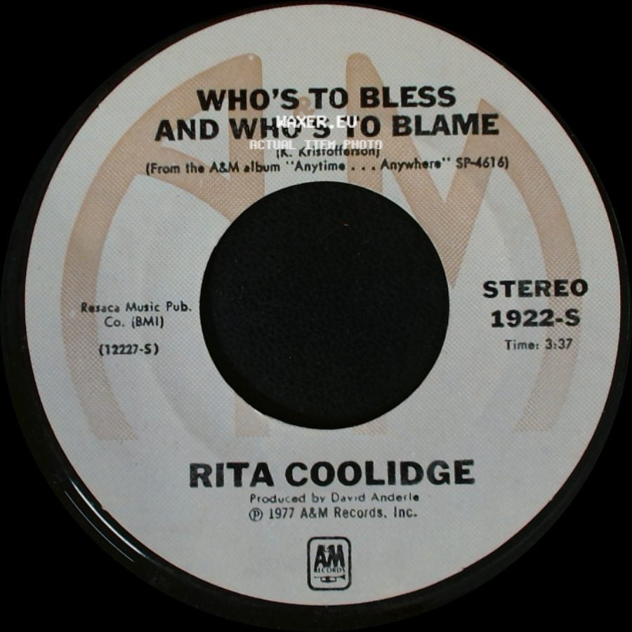 Rita Coolidge - (Your Love Has Lifted Me) Higher And Higher / Who's To Bless And Who's To Blame side B