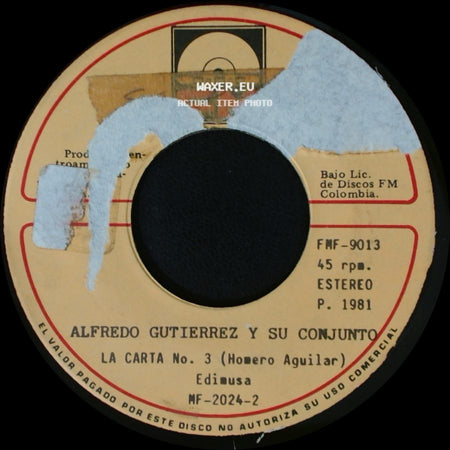 Alfredo Gutierrez Y Su Conjunto - Dos Mujeres (Alfredo Gutiérrez) / La Carta No. 3 (Homero Aguilar) side B