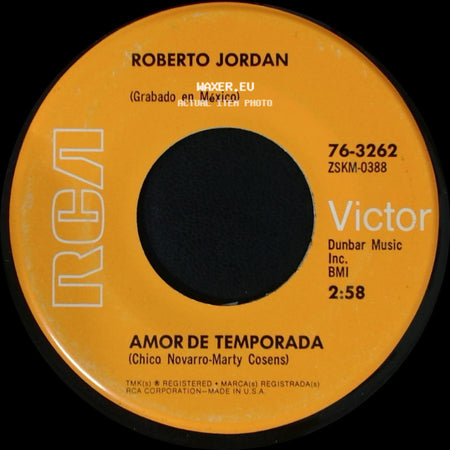 Roberto Jordan - Un Perfume, Una Rosa / Amor De Temporada side B