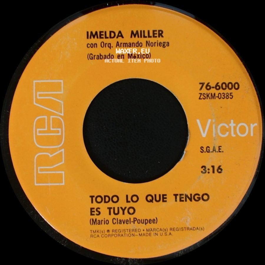 Imelda Miller / Imelda Miller Con Orq. Chucho Ferrer - Todo Lo Que Tengo Es Tuyo / Y Volvere side A
