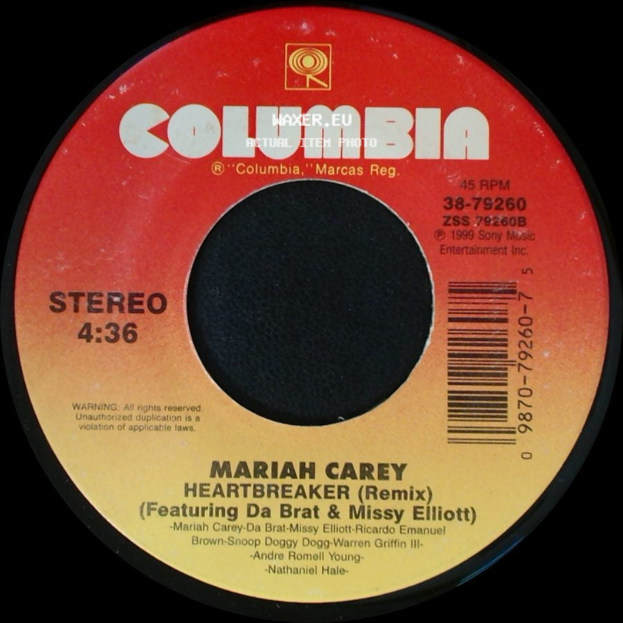 Mariah Carey - Heartbreaker (Remix) (Featuring Da Brat & Missy Elliott) / Heartbreaker (Album Version) (Featuring Jay-Z) side A