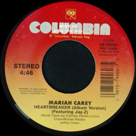 Mariah Carey - Heartbreaker (Remix) (Featuring Da Brat & Missy Elliott) / Heartbreaker (Album Version) (Featuring Jay-Z) side B
