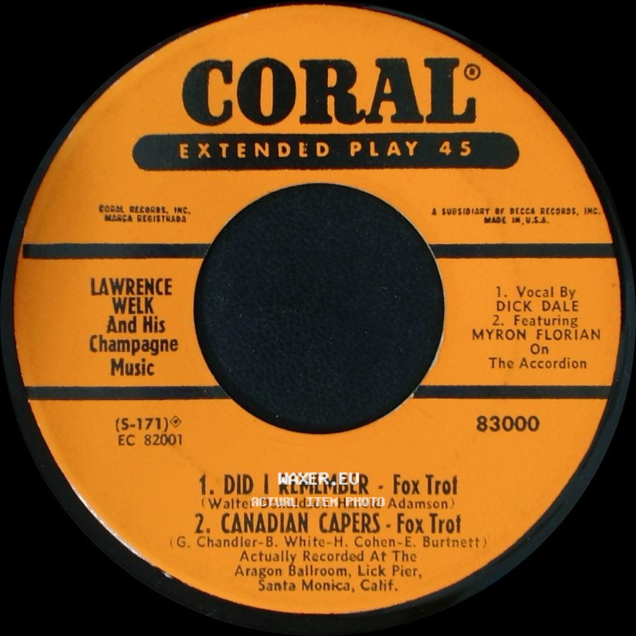 Lawrence Welk And His Champagne Music - Say It Isn't So / Minnie The Mermaid / Did I Remember / Canadian Capers side B