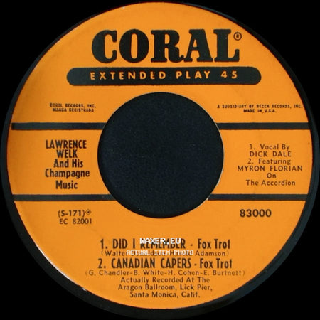Lawrence Welk And His Champagne Music - Say It Isn't So / Minnie The Mermaid / Did I Remember / Canadian Capers side B
