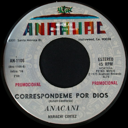Anacani - Por Que Te Olvidas De Mi / Correspondeme Por Dios side B