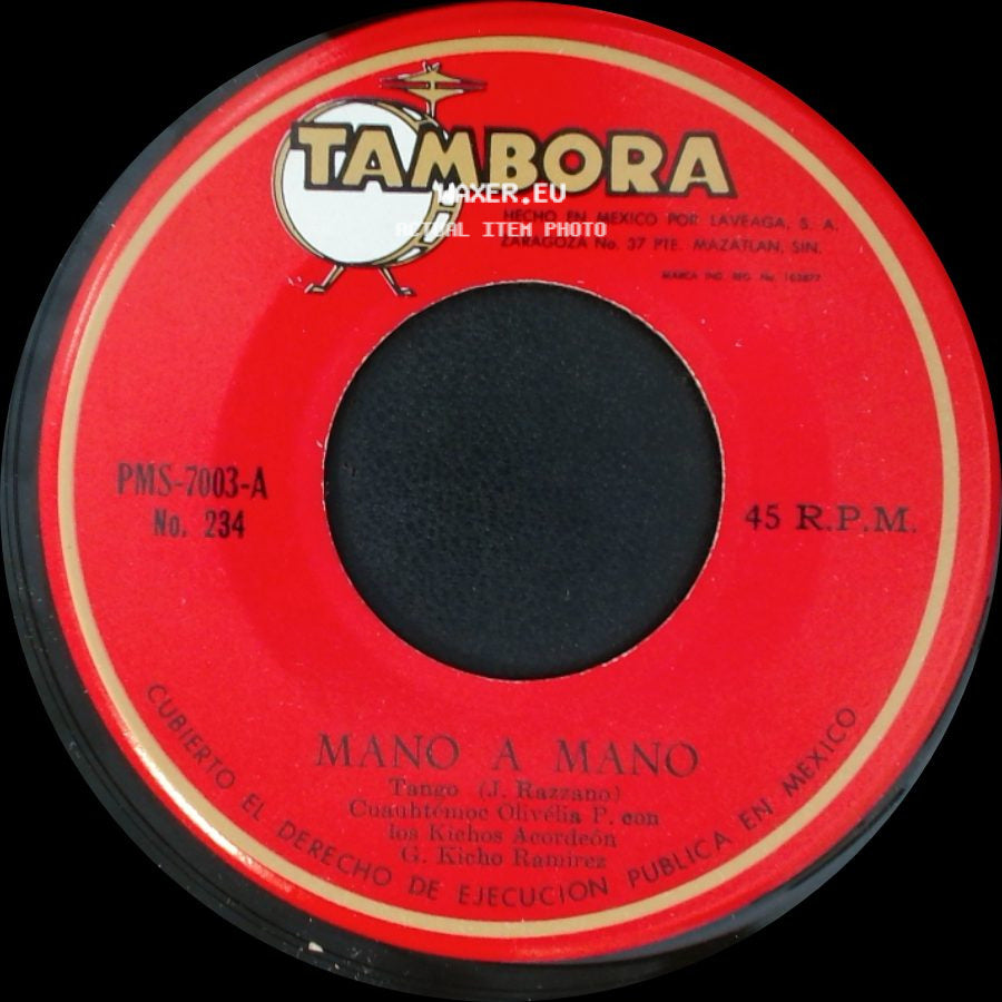 Cuauhtémoc Olivella P. Con Los Kichos Acordeón Y G. Kicho Ramírez - Mano A Mano / Noche De Reyes side A