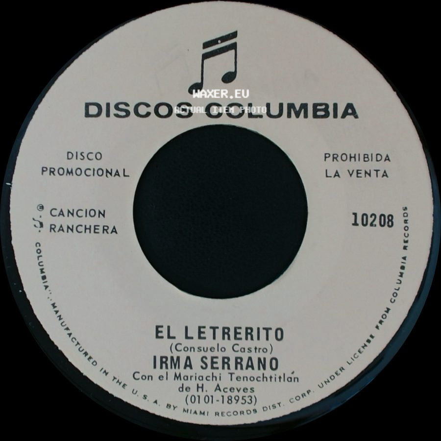 Irma Serrano - El Letrerito / Corrido De Anselma side A