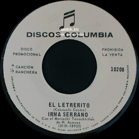 Irma Serrano - El Letrerito / Corrido De Anselma side A