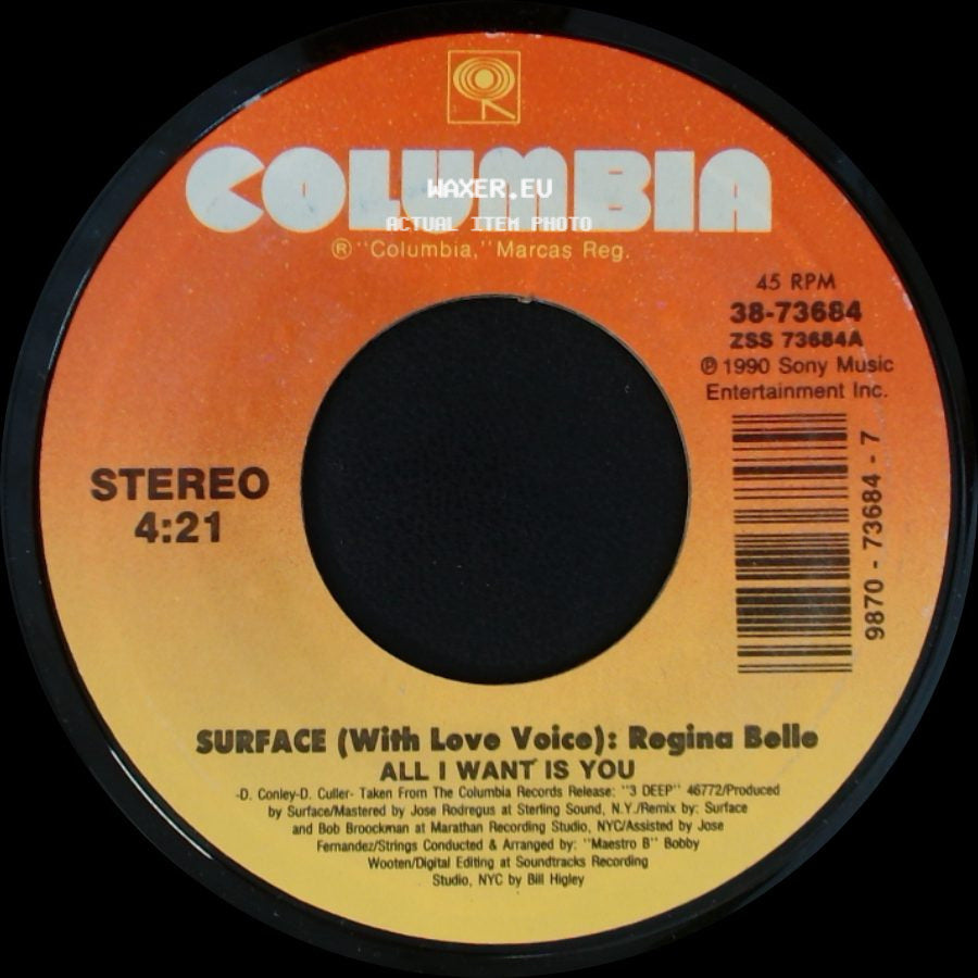 Surface (With Love Voice): Regina Belle / Surface - All I Want Is You / Unknown Title B side A