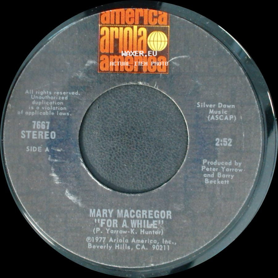 Mary Macgregor - For A While / The Lady I Am side A