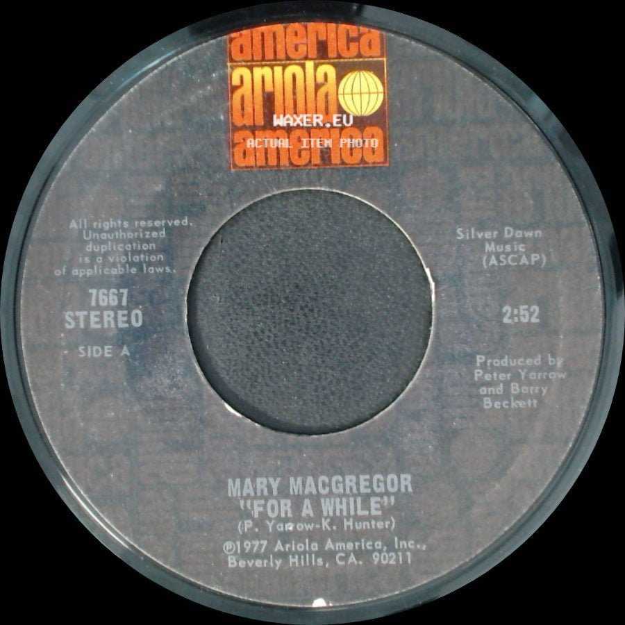 Mary Macgregor - For A While / The Lady I Am side A