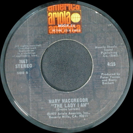 Mary Macgregor - For A While / The Lady I Am side B